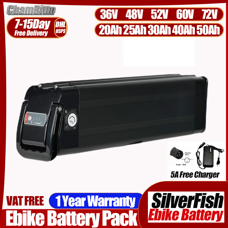 Electric Bicycle Battery 72V 30Ah - Batería de Litio Silver Fish para